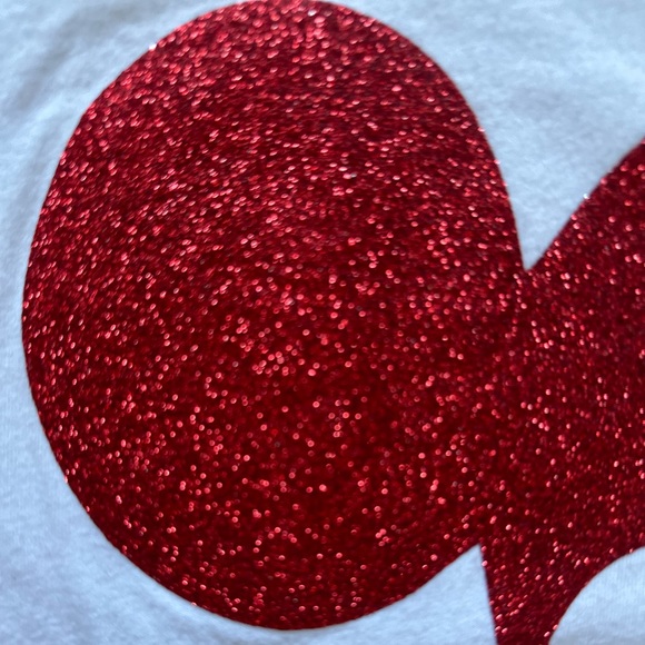 Disney Minnie Mouse in Red Glitter Baseball t-shirt sz med - Picture 5 of 5